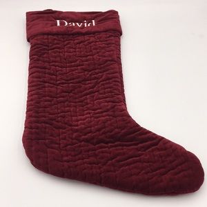 Pottery Barn Quilted Velvet Christmas Stocking Red Monogrammed David 24 inch